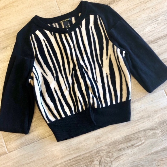 Lucky Brand Sweaters - Lucky Zebra Stripe Wool Blend Cardigan Sweater
